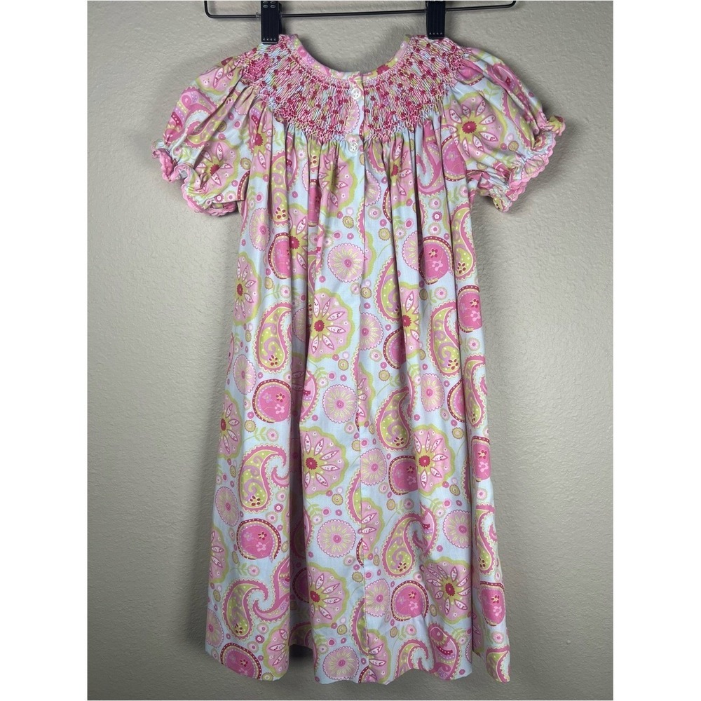 Bundle Smocked Bishop Dresses 3T 4T Pink Gingham Hula Paisley Sweet South - Picture 10 of 13